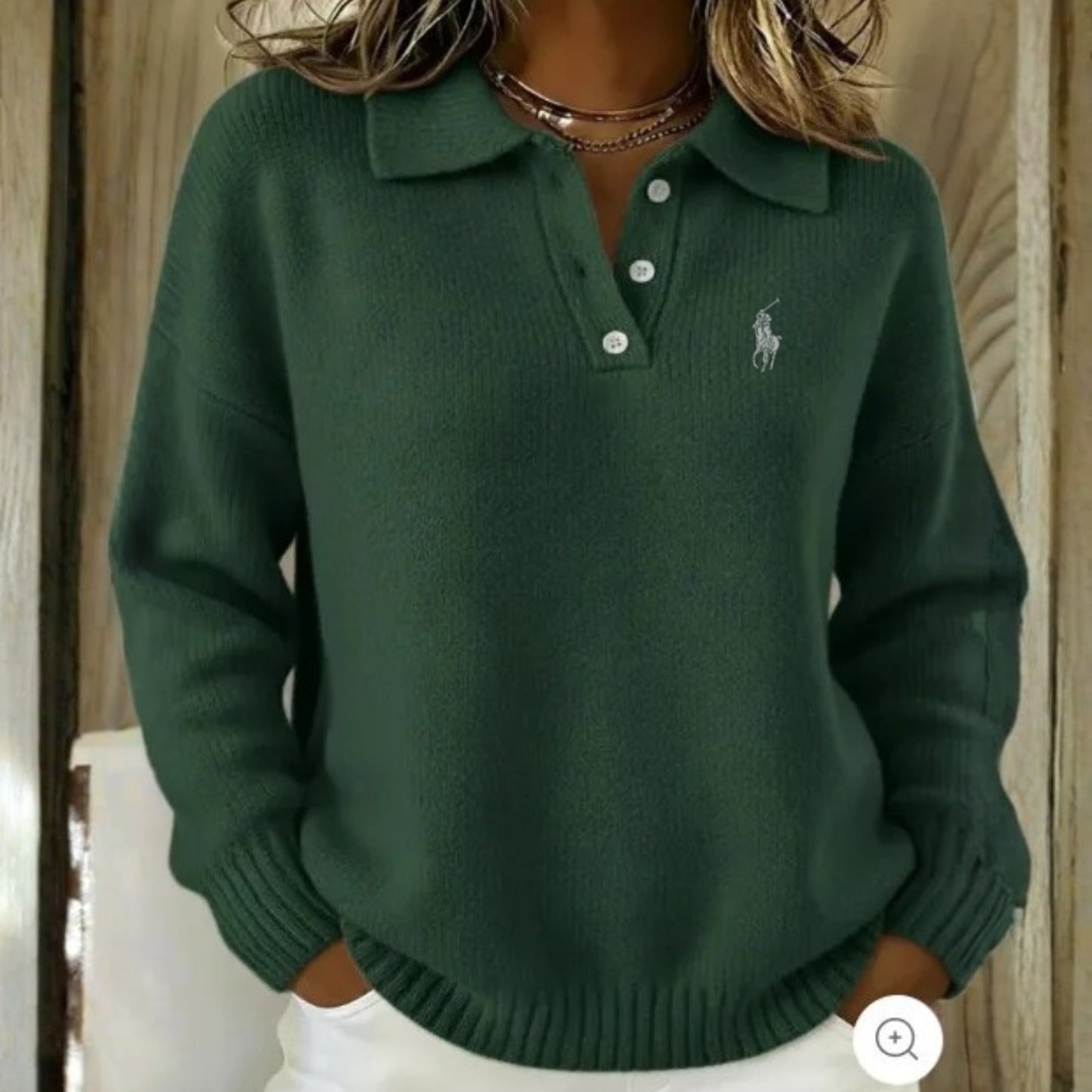 RL - Maglione in Maglia Morbida con Colletto