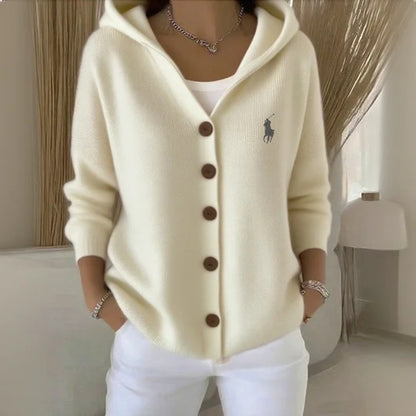 RaIph Iauren - Cardigan in Maglia con Cappuccio e Bottoni – Stile Casual Chic