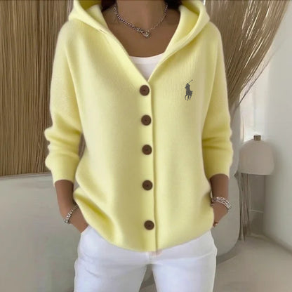 RaIph Iauren - Cardigan in Maglia con Cappuccio e Bottoni – Stile Casual Chic