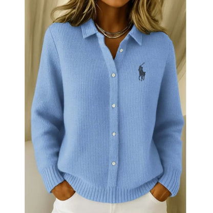 RL - Cardigan Classico a Maglia con Colletto Elegante
