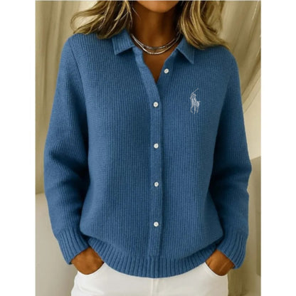RL - Cardigan Classico a Maglia con Colletto Elegante