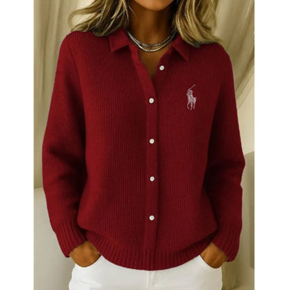 RL - Cardigan Classico a Maglia con Colletto Elegante